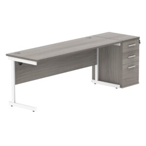 Single Upright Rectangular Desk + Desk High Pedestal
