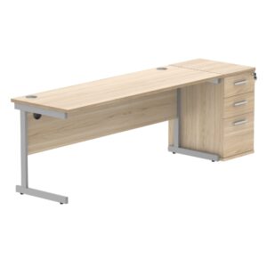 Single Upright Rectangular Desk + Desk High Pedestal