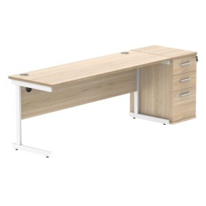 Single Upright Rectangular Desk + Desk High Pedestal