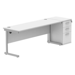 Single Upright Rectangular Desk + Desk High Pedestal