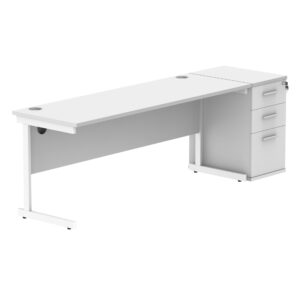 Single Upright Rectangular Desk + Desk High Pedestal