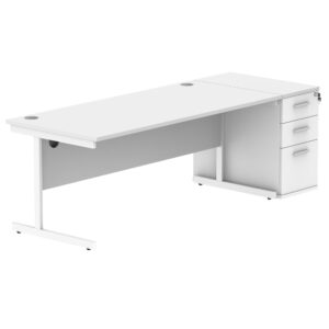 Single Upright Rectangular Desk + Desk High Pedestal