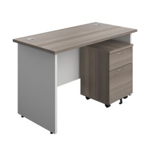 Panel Plus Rectangular Desk + 2 Drawer Mobile Pedestal Bundle