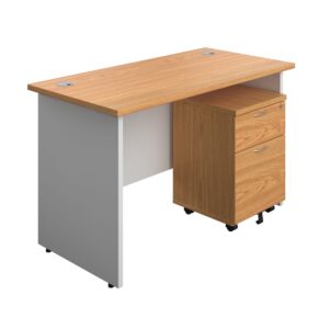 Panel Plus Rectangular Desk + 2 Drawer Mobile Pedestal Bundle