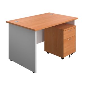 Panel Plus Rectangular Desk + 2 Drawer Mobile Pedestal Bundle