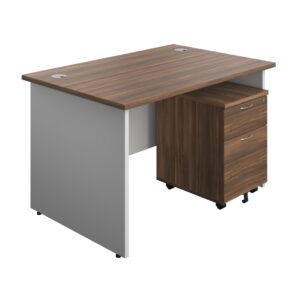 Panel Plus Rectangular Desk + 2 Drawer Mobile Pedestal Bundle