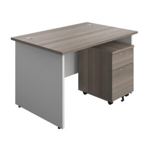 Panel Plus Rectangular Desk + 2 Drawer Mobile Pedestal Bundle