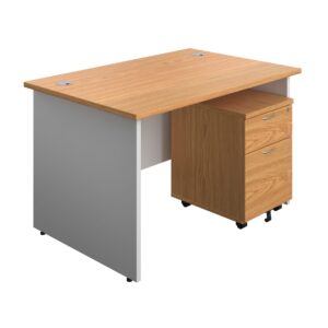 Panel Plus Rectangular Desk + 2 Drawer Mobile Pedestal Bundle
