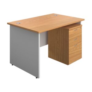 Panel Plus Rectangular Desk + 3 Drawer Under Desk Pedestal Bundle