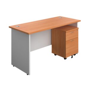 Panel Plus Rectangular Desk + 2 Drawer Mobile Pedestal Bundle