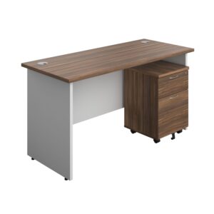 Panel Plus Rectangular Desk + 2 Drawer Mobile Pedestal Bundle