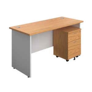 Panel Plus Rectangular Desk + 2 Drawer Mobile Pedestal Bundle