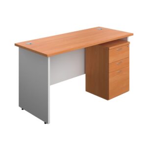 Panel Plus Rectangular Desk + 3 Drawer Under Desk Pedestal Bundle