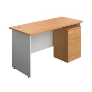 Panel Plus Rectangular Desk + 3 Drawer Under Desk Pedestal Bundle