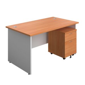 Panel Plus Rectangular Desk + 2 Drawer Mobile Pedestal Bundle