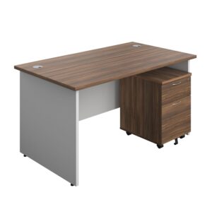 Panel Plus Rectangular Desk + 2 Drawer Mobile Pedestal Bundle
