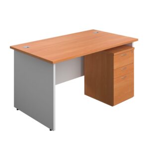 Panel Plus Rectangular Desk + 3 Drawer Under Desk Pedestal Bundle