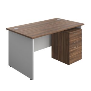 Panel Plus Rectangular Desk + 3 Drawer Under Desk Pedestal Bundle