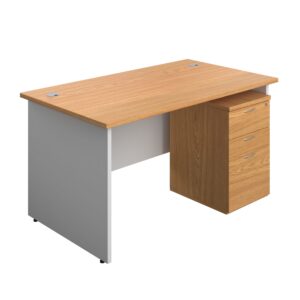 Panel Plus Rectangular Desk + 3 Drawer Under Desk Pedestal Bundle