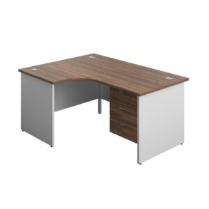 Panel Plus Left Radial Desk + 3 Drawer Fixed Pedestal Bundle