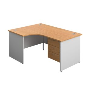 Panel Plus Left Radial Desk + 3 Drawer Fixed Pedestal Bundle
