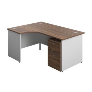Panel Plus Left Radial Desk + 3 Drawer High Mobile Pedestal Bundle
