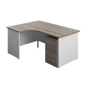 Panel Plus Left Radial Desk + 3 Drawer High Mobile Pedestal Bundle
