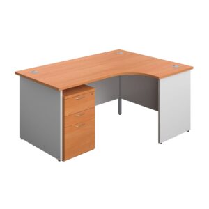Panel Plus Right Radial Desk + 3 Drawer High Mobile Pedestal Bundle