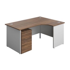 Panel Plus Right Radial Desk + 3 Drawer High Mobile Pedestal Bundle