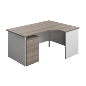 Panel Plus Right Radial Desk + 3 Drawer High Mobile Pedestal Bundle