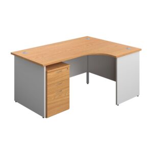 Panel Plus Right Radial Desk + 3 Drawer High Mobile Pedestal Bundle