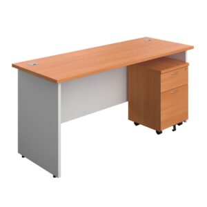 Panel Plus Rectangular Desk + 2 Drawer Mobile Pedestal Bundle