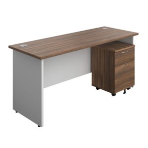 Panel Plus Rectangular Desk + 2 Drawer Mobile Pedestal Bundle