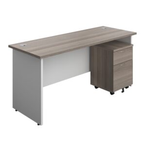 Panel Plus Rectangular Desk + 2 Drawer Mobile Pedestal Bundle