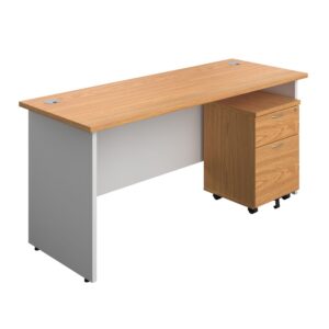 Panel Plus Rectangular Desk + 2 Drawer Mobile Pedestal Bundle