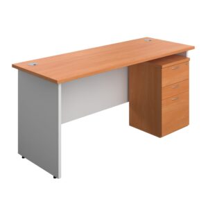 Panel Plus Rectangular Desk + 3 Drawer Under Desk Pedestal Bundle