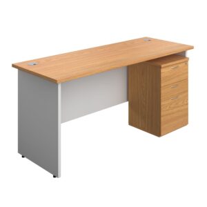 Panel Plus Rectangular Desk + 3 Drawer Under Desk Pedestal Bundle