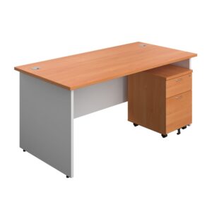 Panel Plus Rectangular Desk + 2 Drawer Mobile Pedestal Bundle