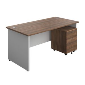 Panel Plus Rectangular Desk + 2 Drawer Mobile Pedestal Bundle