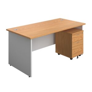 Panel Plus Rectangular Desk + 2 Drawer Mobile Pedestal Bundle