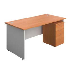 Panel Plus Rectangular Desk + 3 Drawer Under Desk Pedestal Bundle
