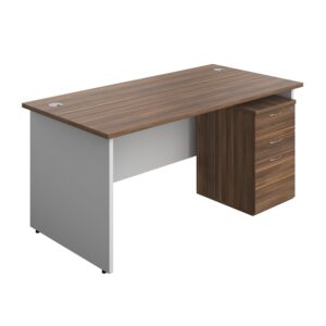 Panel Plus Rectangular Desk + 3 Drawer Under Desk Pedestal Bundle