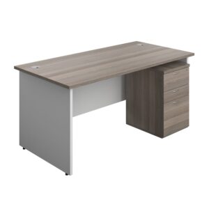 Panel Plus Rectangular Desk + 3 Drawer Under Desk Pedestal Bundle