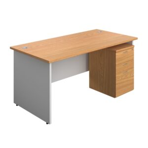 Panel Plus Rectangular Desk + 3 Drawer Under Desk Pedestal Bundle