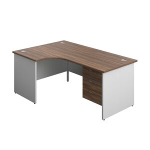Panel Plus Left Radial Desk + 3 Drawer Fixed Pedestal Bundle