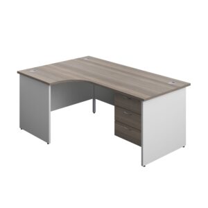 Panel Plus Left Radial Desk + 3 Drawer Fixed Pedestal Bundle