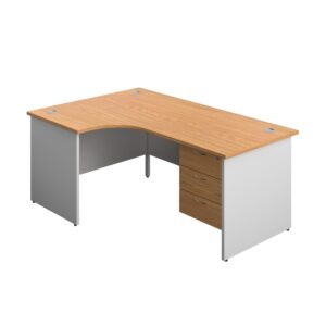 Panel Plus Left Radial Desk + 3 Drawer Fixed Pedestal Bundle