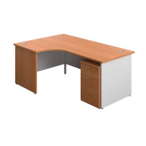 Panel Plus Left Radial Desk + 3 Drawer High Mobile Pedestal Bundle