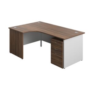 Panel Plus Left Radial Desk + 3 Drawer High Mobile Pedestal Bundle