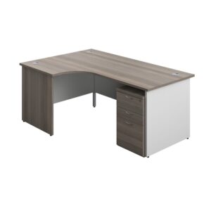 Panel Plus Left Radial Desk + 3 Drawer High Mobile Pedestal Bundle
